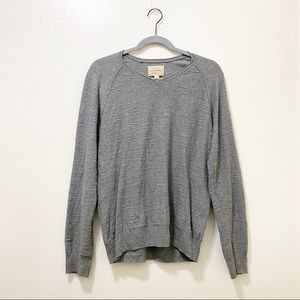 Lucky Brand Gray Textured V-Neck Sweater Size S